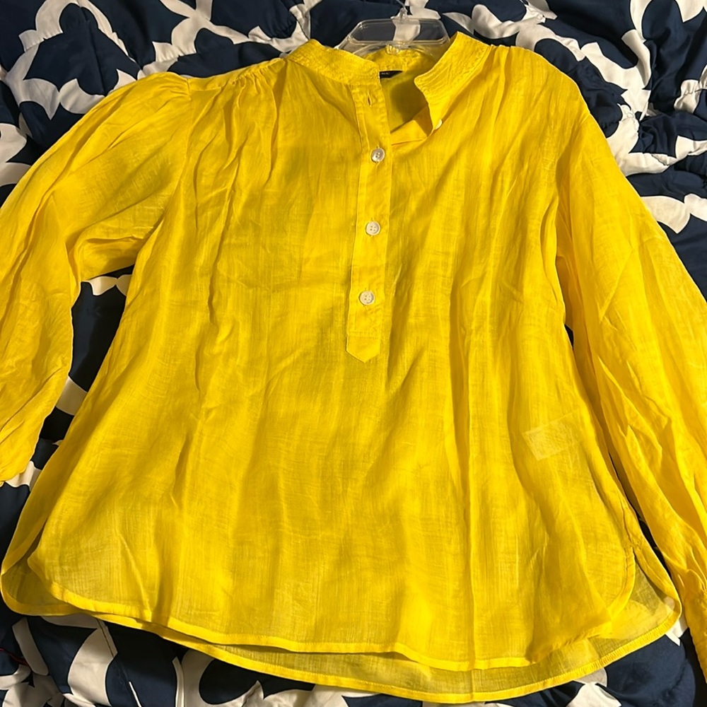 Sheer bright yellow rami blouse